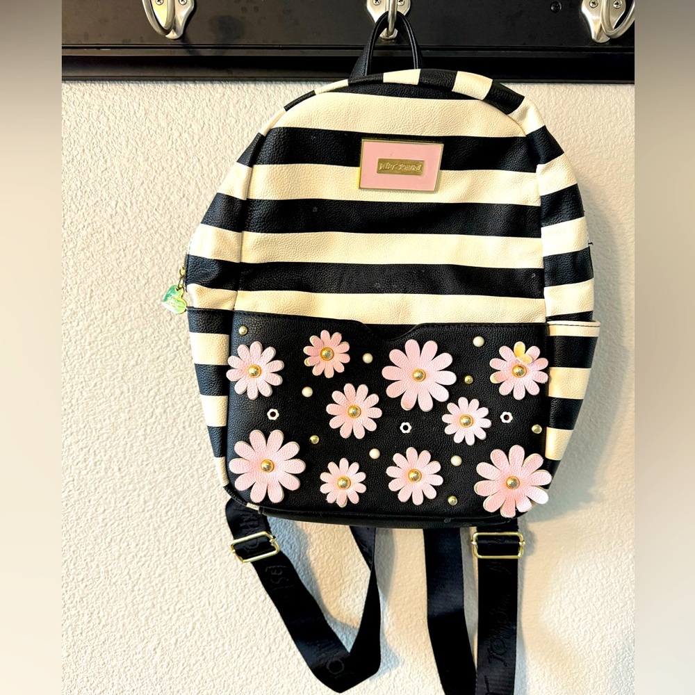 Betsey Johnson black and white backpack